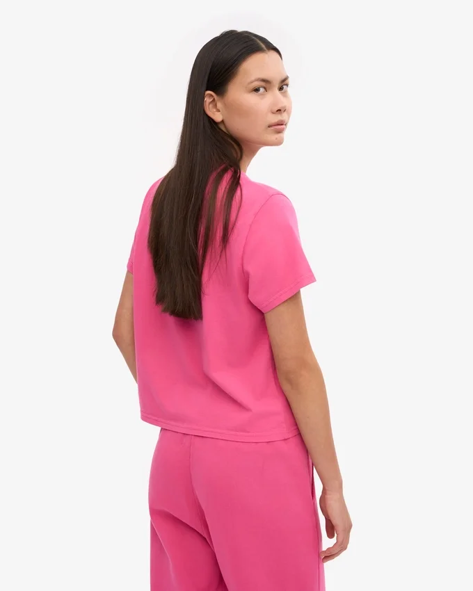 T-shirt court ample en coton bio - Rose bubble-gum