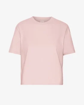T-shirt court ample en coton bio - Rose délavé