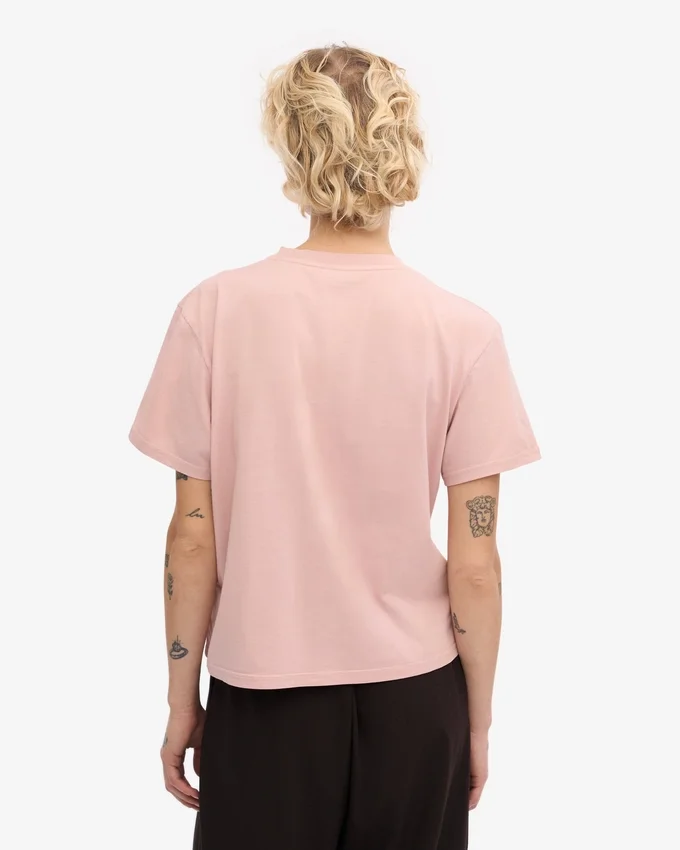 T-shirt court ample en coton bio - Rose délavé