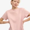 T-shirt court ample en coton bio - Rose délavé