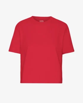 T-shirt court ample en coton bio - Rouge écarlate