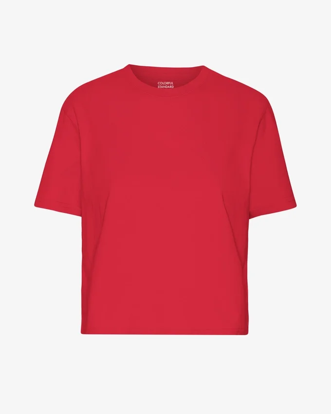 T-shirt court ample en coton bio - Rouge écarlate