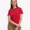 T-shirt court ample en coton bio - Rouge écarlate