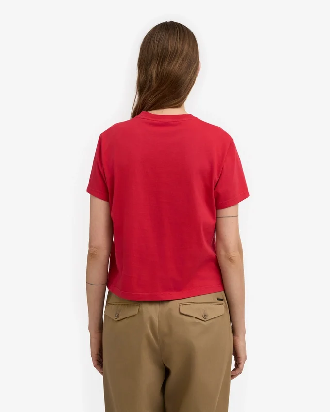 T-shirt court ample en coton bio - Rouge écarlate