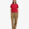 T-shirt court ample en coton bio - Rouge écarlate