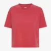 T-shirt court ample en coton bio - Rouge délavé