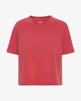 T-shirt court ample en coton bio - Rouge délavé