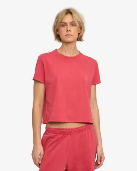 T-shirt court ample en coton bio – Rouge délavé