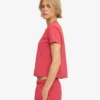 T-shirt court ample en coton bio - Rouge délavé