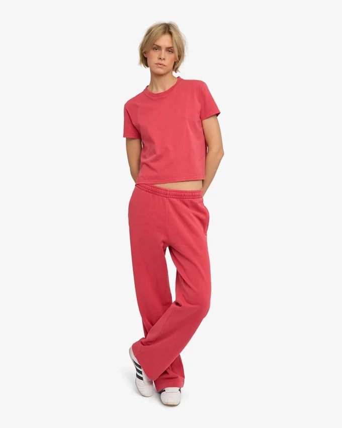 T-shirt court ample en coton bio - Rouge délavé