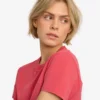T-shirt court ample en coton bio - Rouge délavé