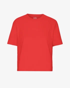 T-shirt court ample en coton bio - Rouge mandarine
