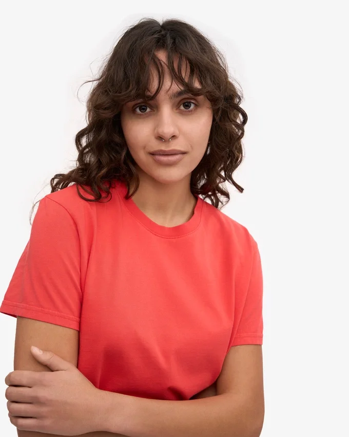 T-shirt court ample en coton bio - Rouge mandarine