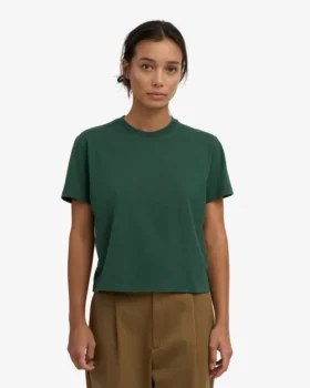 T-shirt court ample en coton bio – Vert émeraude