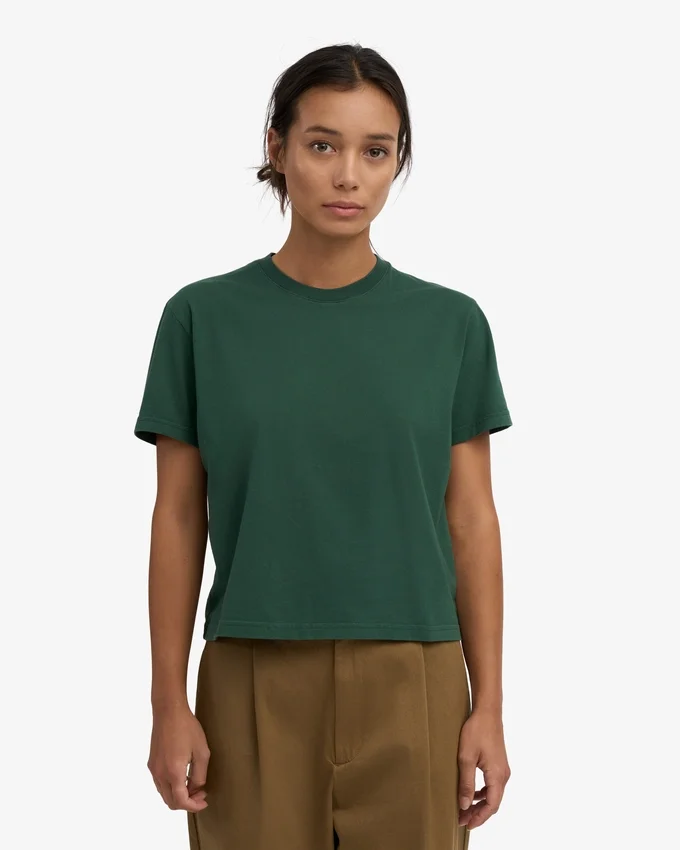 T-shirt court ample en coton bio - Vert émeraude
