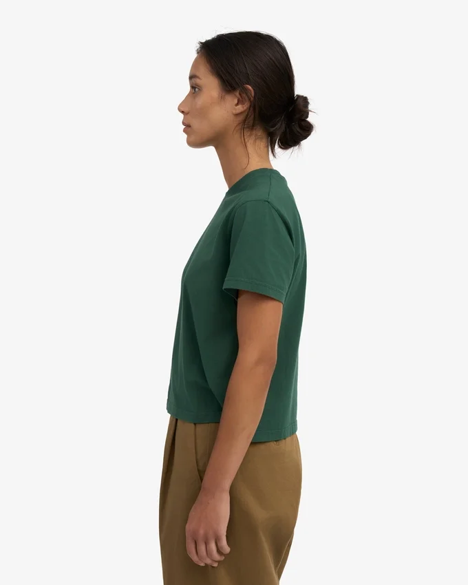T-shirt court ample en coton bio - Vert émeraude