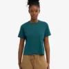 T-shirt court ample en coton bio - Vert océan
