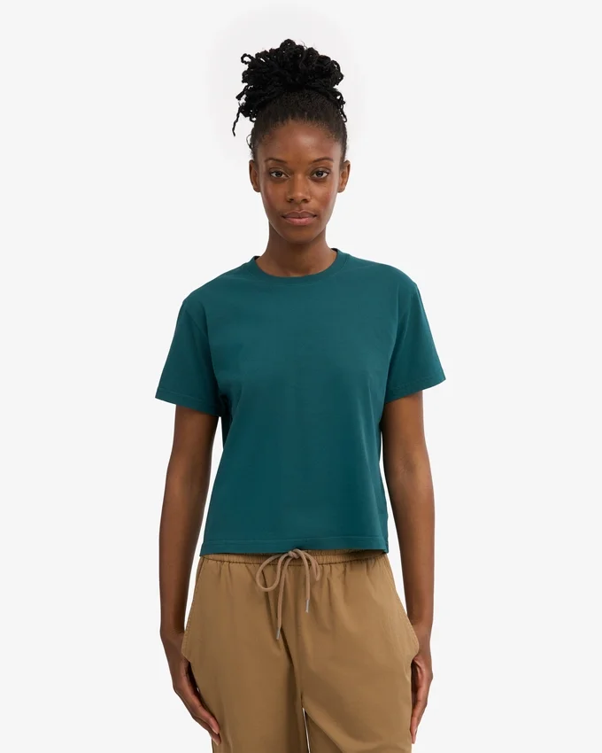 T-shirt court ample en coton bio - Vert océan
