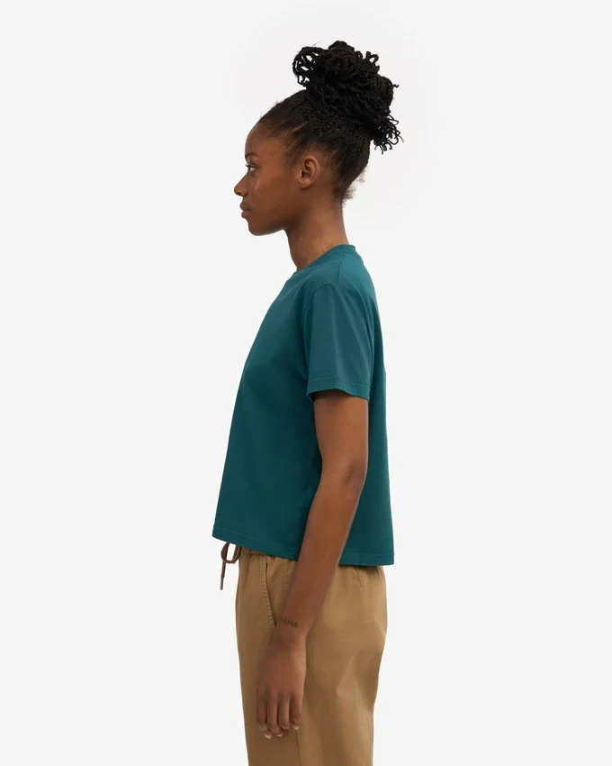 T-shirt court ample en coton bio - Vert océan