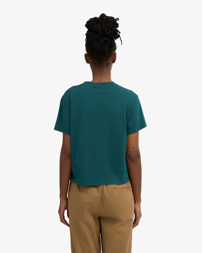 T-shirt court ample en coton bio - Vert océan