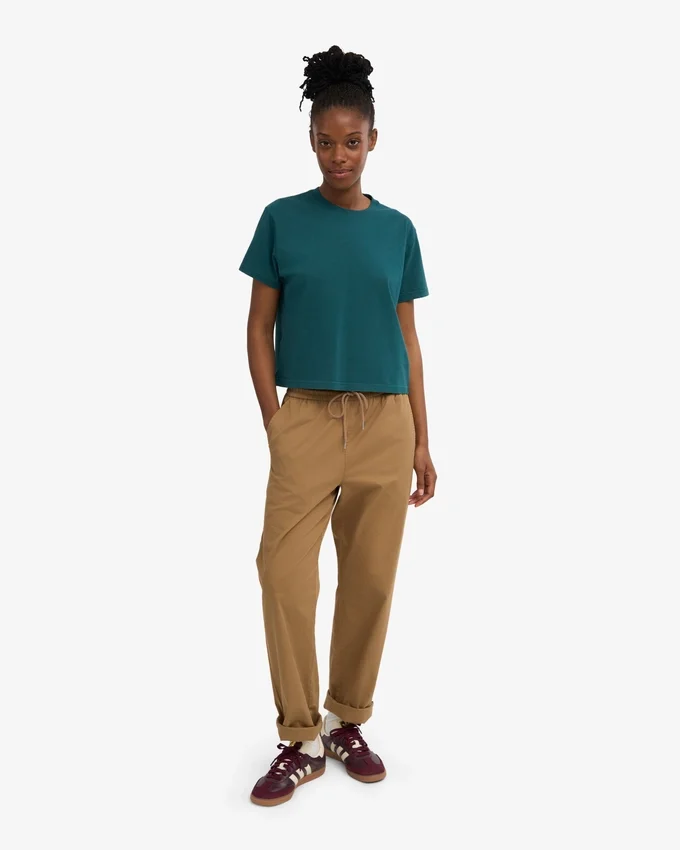 T-shirt court ample en coton bio - Vert océan