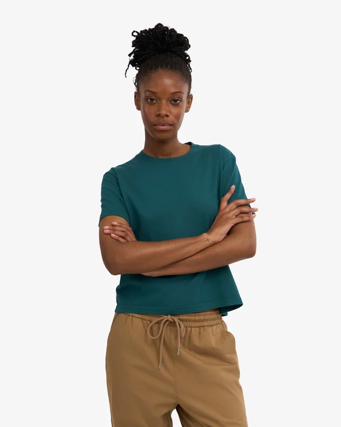 T-shirt court ample en coton bio - Vert océan