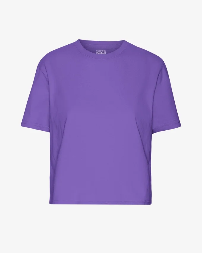 T-shirt court ample en coton bio - Violet ultra