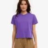 T-shirt court ample en coton bio - Violet ultra
