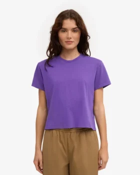 T-shirt court ample en coton bio – Violet ultra