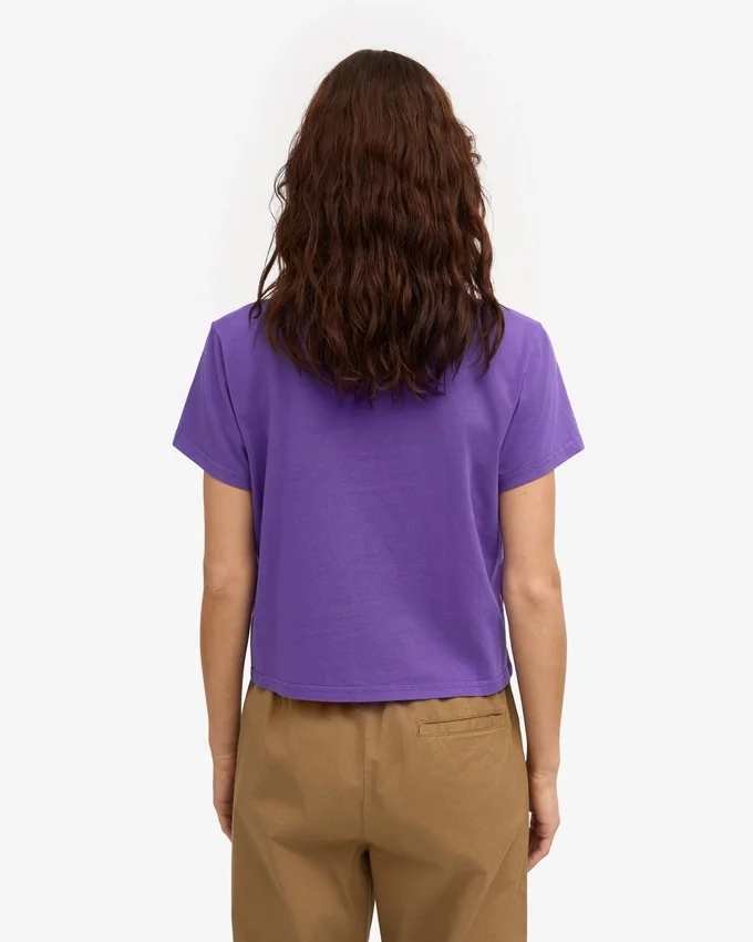 T-shirt court ample en coton bio - Violet ultra