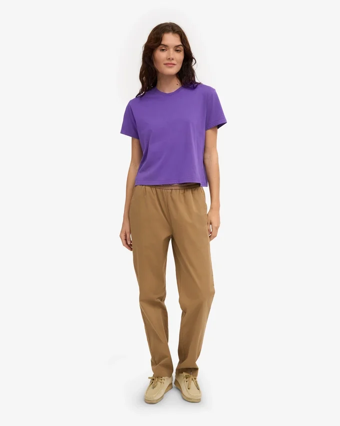T-shirt court ample en coton bio - Violet ultra
