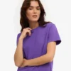 T-shirt court ample en coton bio - Violet ultra