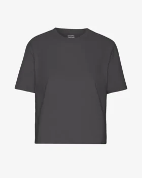 T-shirt court ample en lin bio – Gris lave