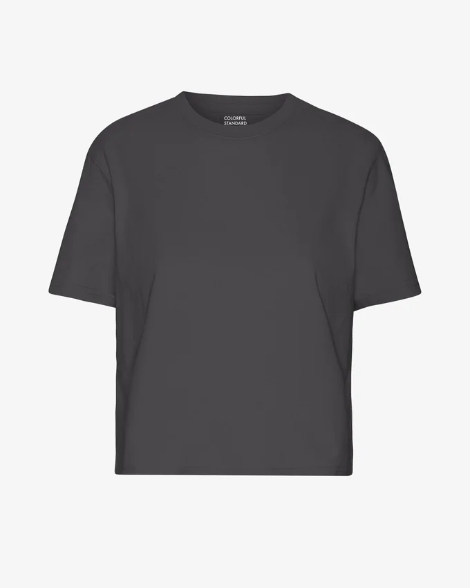 T-shirt court ample en lin bio – Gris lave