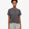 T-shirt court ample en lin bio – Gris lave