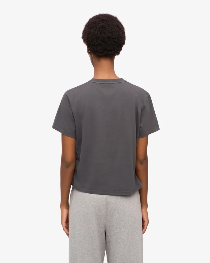 T-shirt court ample en lin bio – Gris lave