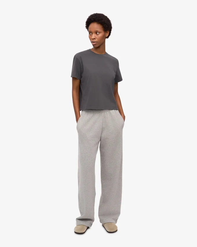 T-shirt court ample en lin bio – Gris lave