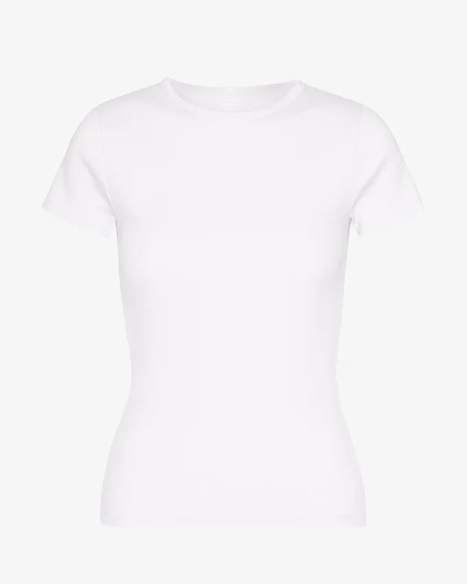 T-shirt côtelé bio - Blanc optique