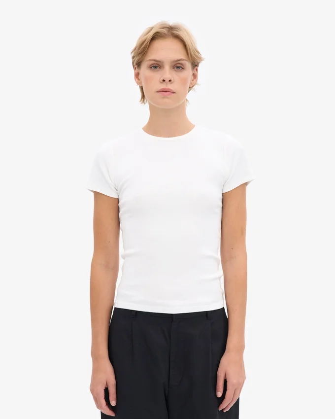 T-shirt côtelé bio - Blanc optique
