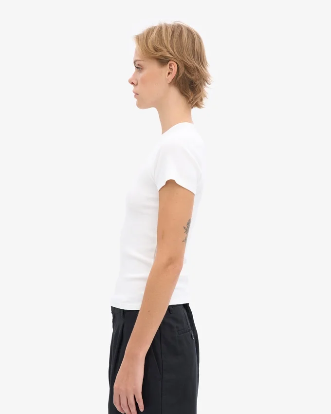 T-shirt côtelé bio - Blanc optique