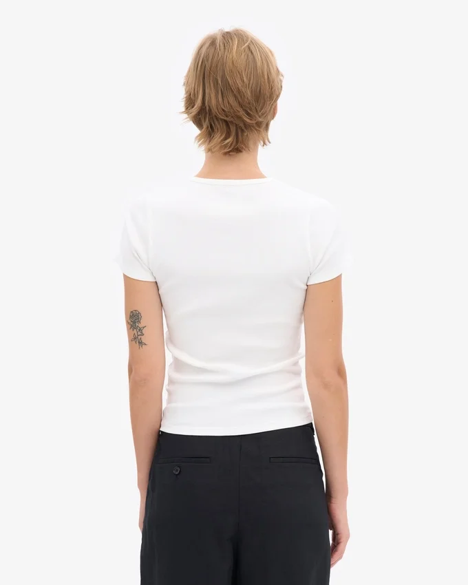 T-shirt côtelé bio - Blanc optique