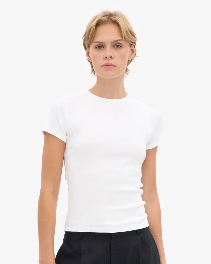 T-shirt côtelé bio - Blanc optique