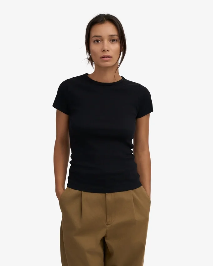 T-shirt côtelé bio - Noir intense