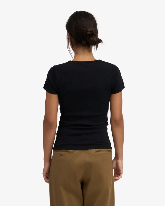 T-shirt côtelé bio - Noir intense
