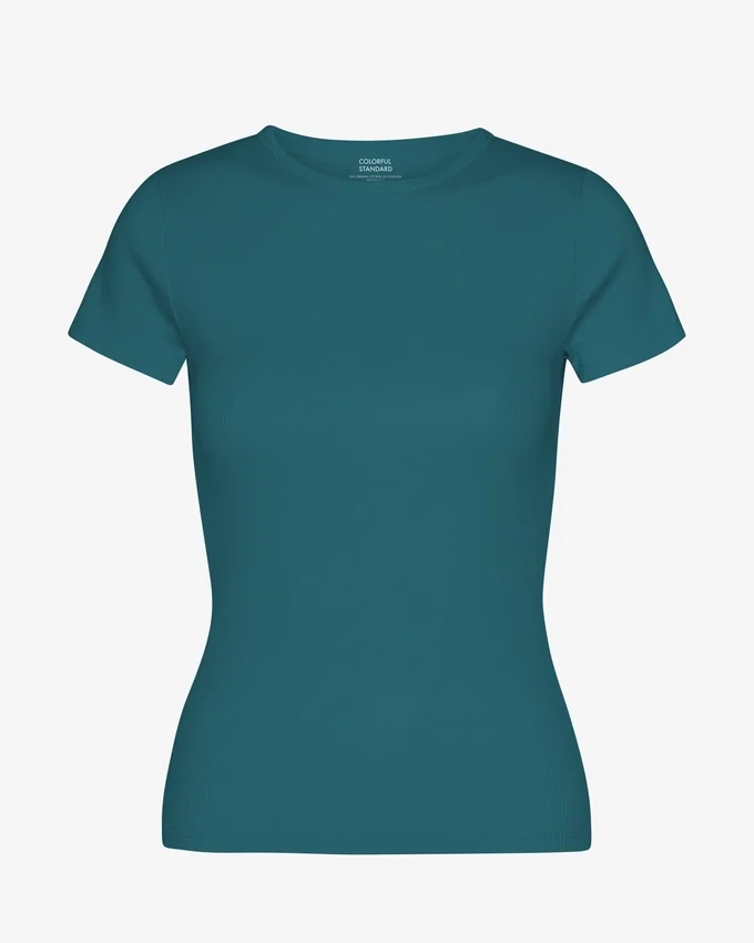 T-shirt côtelé bio – Vert océan