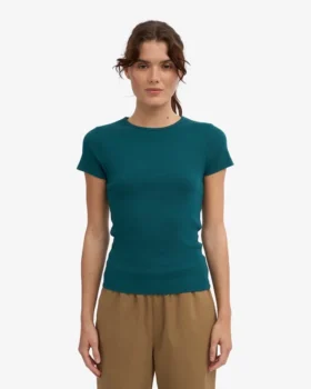 T-shirt côtelé bio – Vert océan