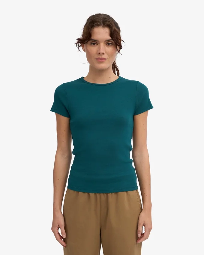 T-shirt côtelé bio – Vert océan