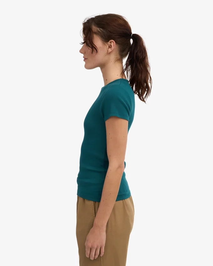 T-shirt côtelé bio – Vert océan