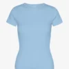 T-shirt en coton bio à côtes - Bleu bord de mer