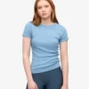 T-shirt en coton bio à côtes - Bleu bord de mer
